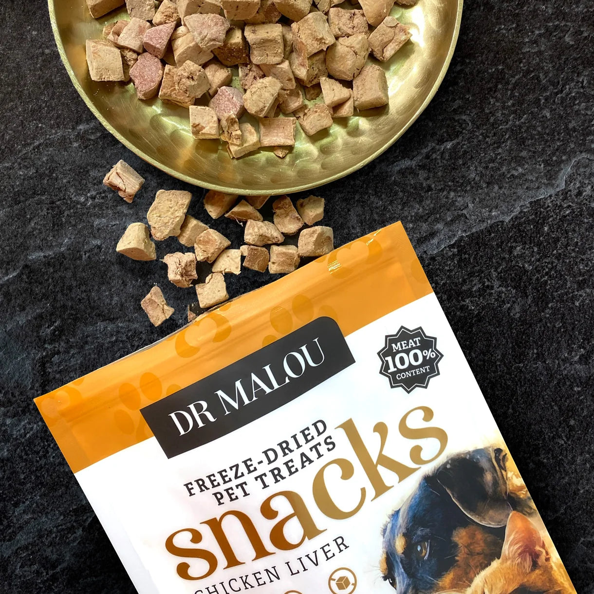 Dr Malou Freeze-Dried Meat Chunks with Chicken Liver for Dogs and Cats, 50g