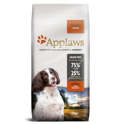 Applaws Adult Dog Dry Dog Food Small & Medium Breeds - Chicken, Grain Free,  Active Probiotic, 15kg