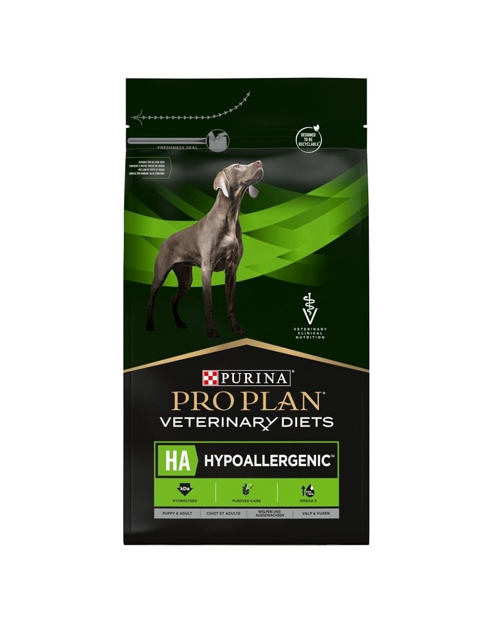 Purina PRO PLAN® VETERINARY DIETS HA Hydrolyzed® Hypoallergenic Sausā barība suņiem alerģijas gadījumā, 11kg