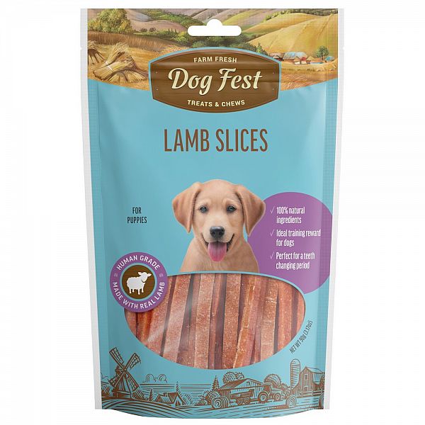 Dogfest Tranches d'agneau Friandises pour chiots, 90 g