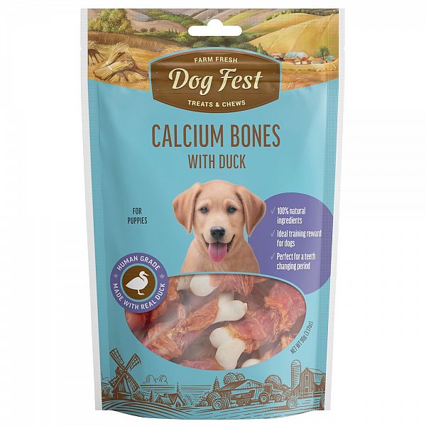 Os de calcium Dogfest au canard pour chiots, 90 g