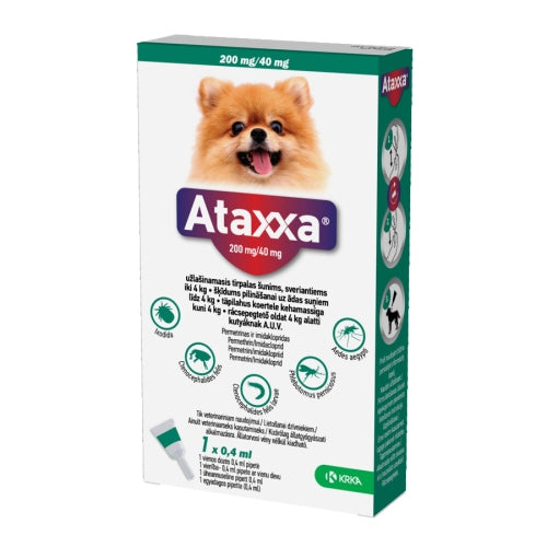 KRKA ATAXXA ANTIPARASITARIO 200/40 Miligramos Solución Spot On Para Perros Hasta 4 Kilogramos