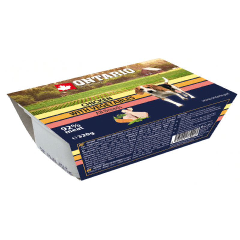 Ontario Wet Dog Food with Alucup Chicken and vegetable, 320 g