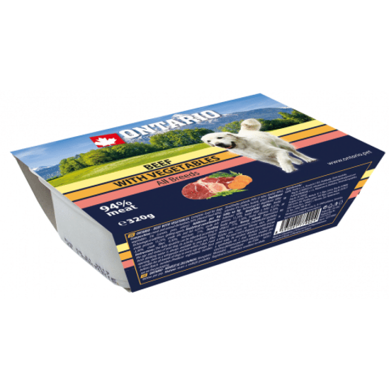 Ontario Wet Dog Food with Alucup Beef and vegetable, 320 g