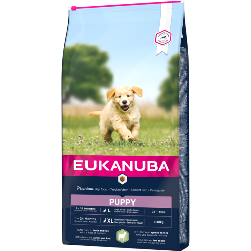 Eukanuba Dry Dog Food Puppy and Junior, LARGE, with Lamb and Rice, 12 kg