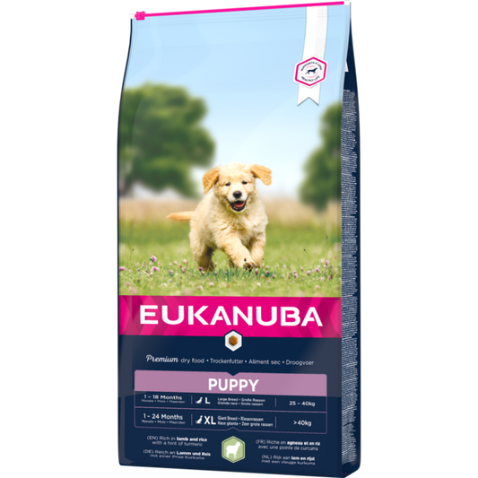 Eukanuba Dry Dog Food Puppy and Junior, LARGE, with Lamb and Rice, 2,5 kg