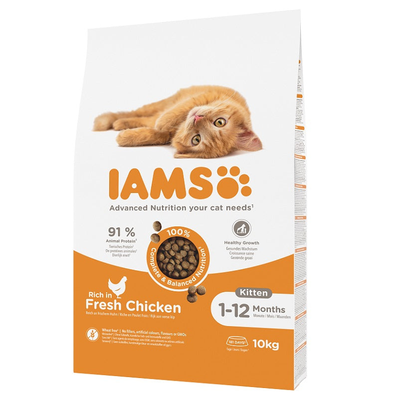 Iams Dry Cat Food Kitten with Chicken, 10 kg