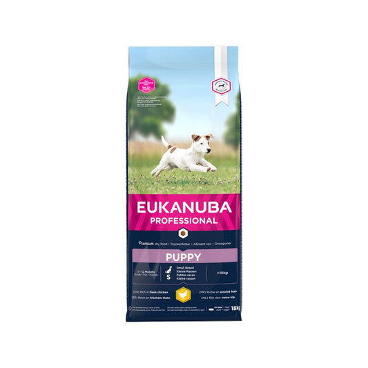 Eukanuba Dry Dog Food Puppy & Junior, Small, with Chicken, 18 kg