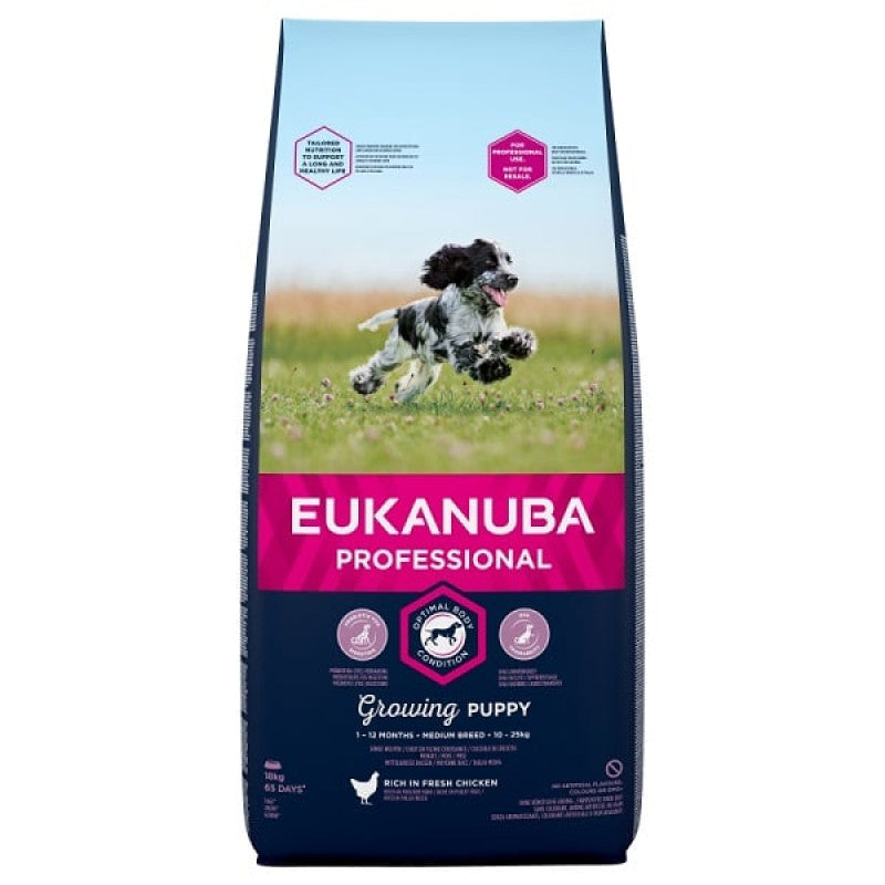 Eukanuba sausā barība suņiem puppy and junior medium ar vistu, 15 kg