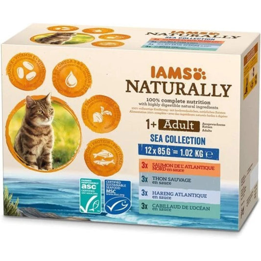 IAMS Food Wet Cat Food Naturally Adult Sea Collection 12*85, g