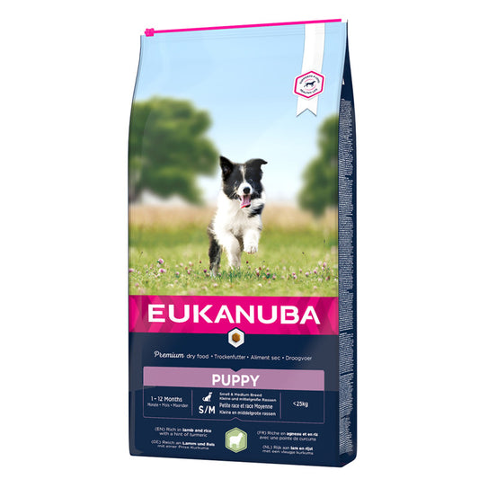 Eukanuba Dry Dog Food Puppy & Junior, Small & Medium, with Lamb & Rice, 2,25 kg