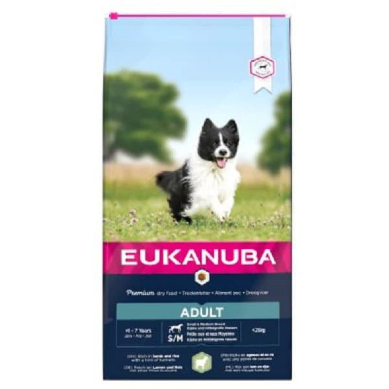 Eukanuba Vuxen Små och Medelstora Lamm och Ris, 2.5 kg