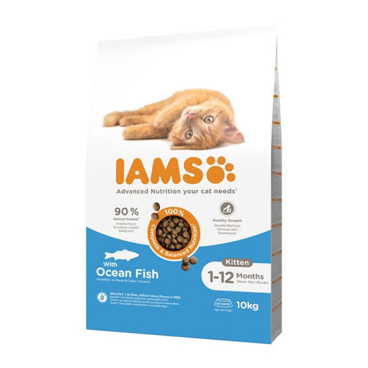 Iams sausā barība kaķēniem ar okeāna zivīm, 10 kg