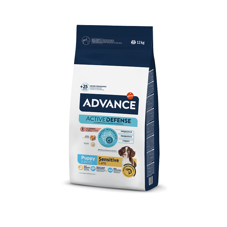 Advance Dog Valpfoder Sensitive Torrfoder med Lax och Ris, 12kg