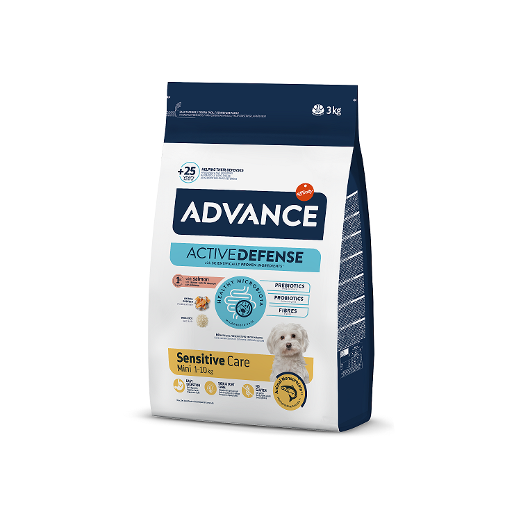 Advance Mini Adult Sensitive Dry Dog Food With Salmon, 3kg