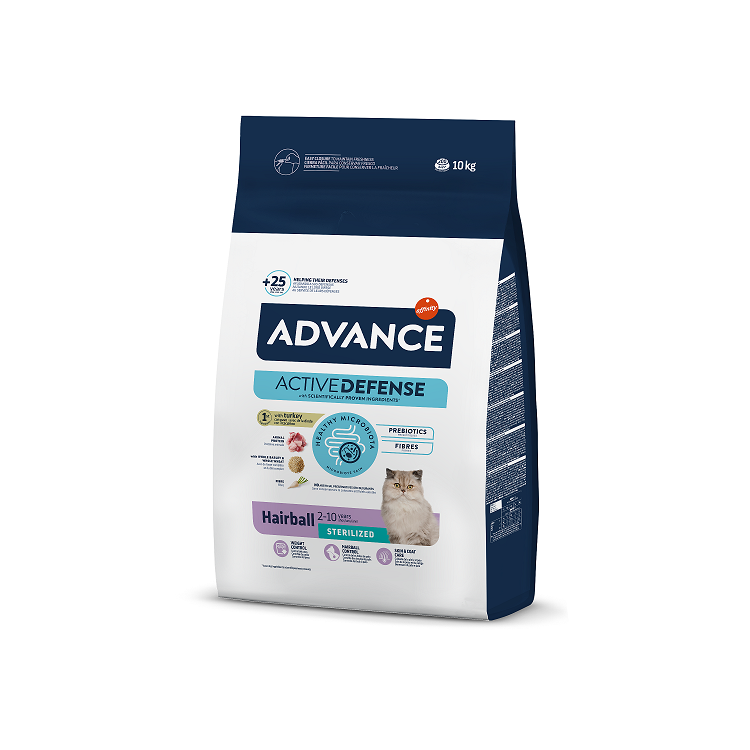Advance Sterilised Hairball Dry Cat Food With Turkey, 10kg