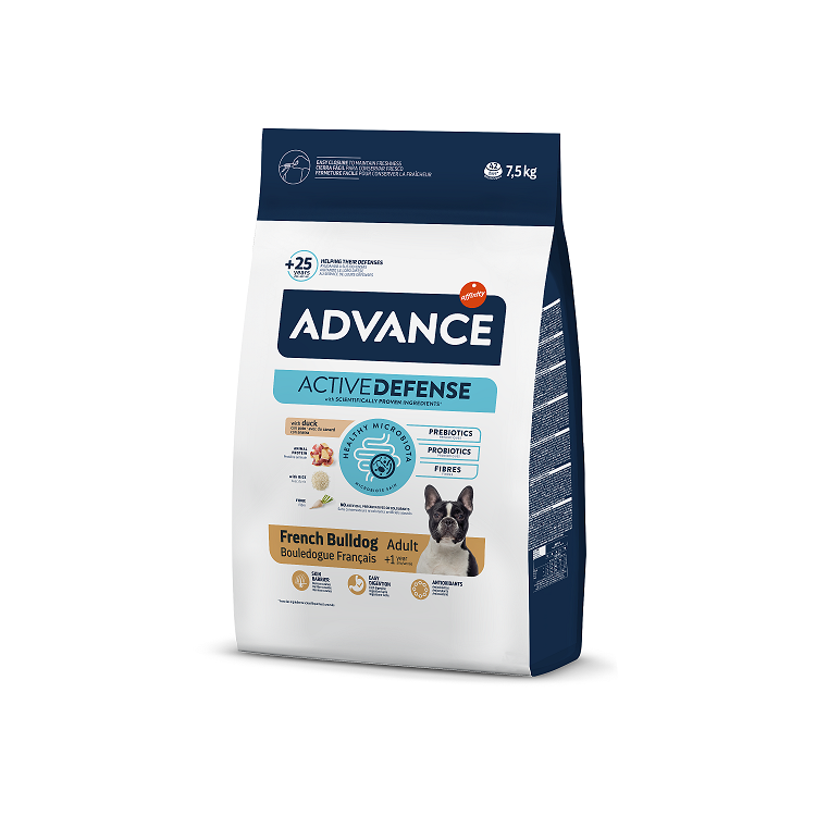 Advance French Bulldog Dry Dog Food Duck and Rise, 7,5kg