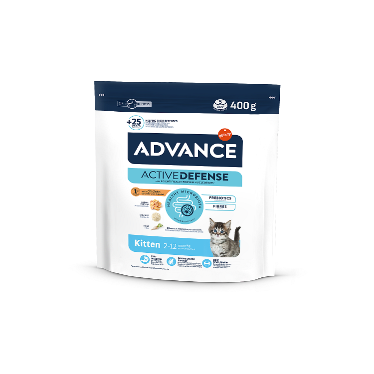 Nourriture sèche pour chaton Advance avec poulet et riz, 400g