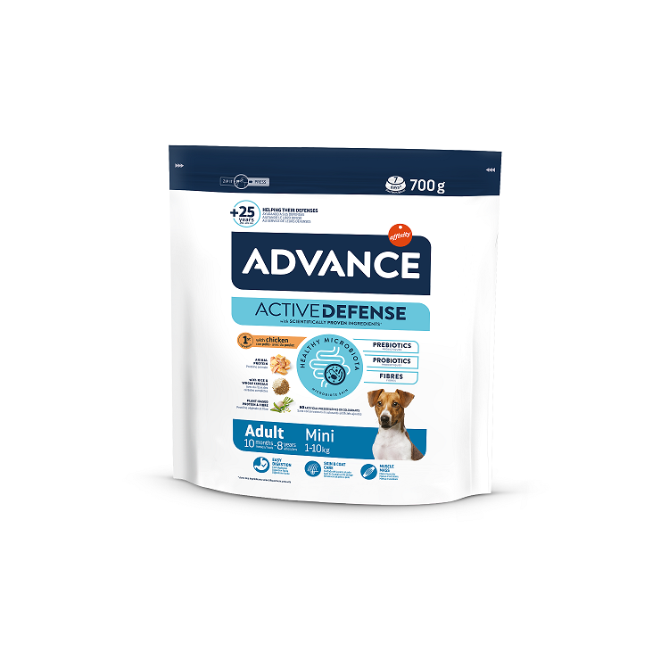 Advance Mini Adult Dry Dog Food With Chicken and Rice, 700g