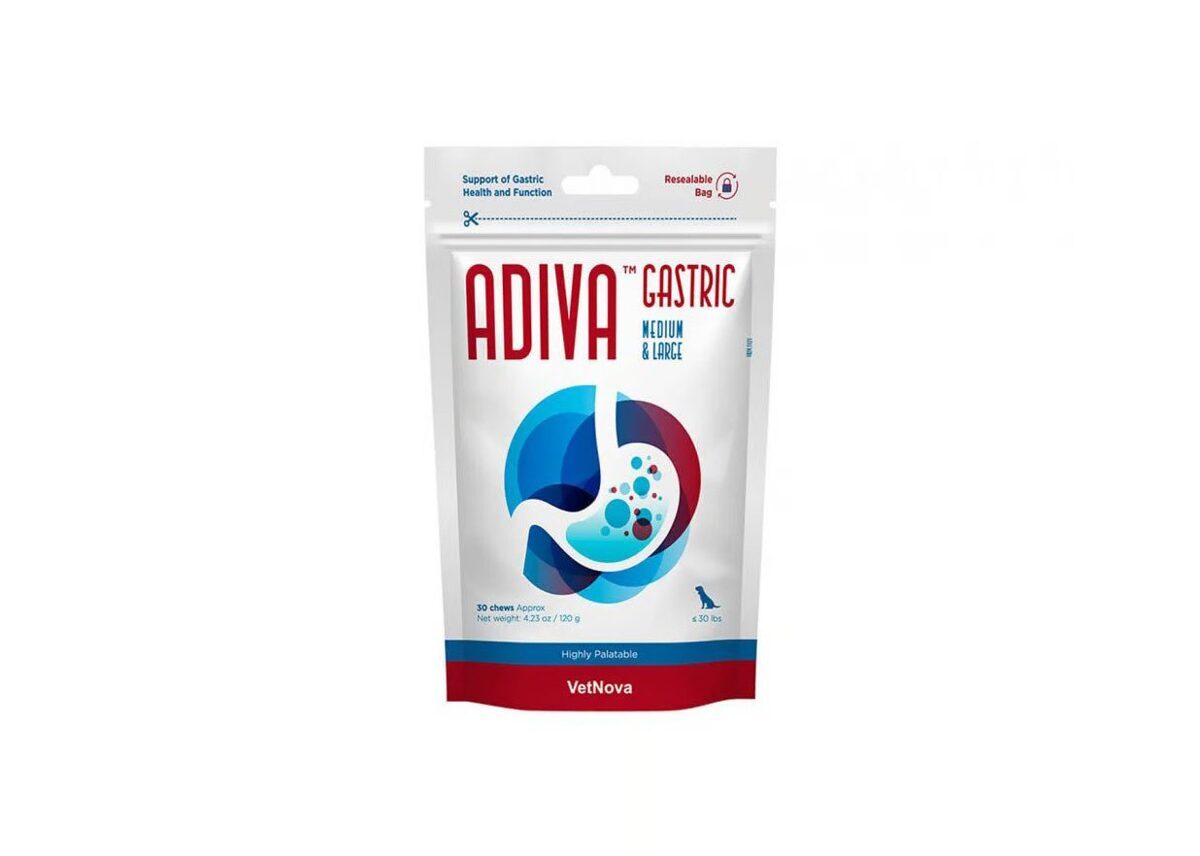 VetNova ADIVA® Masticables Gástricos Medianos y Grandes - Alimento Suplementario para la Salud Gástrica Para Perros 15 kgs, 30 masticables