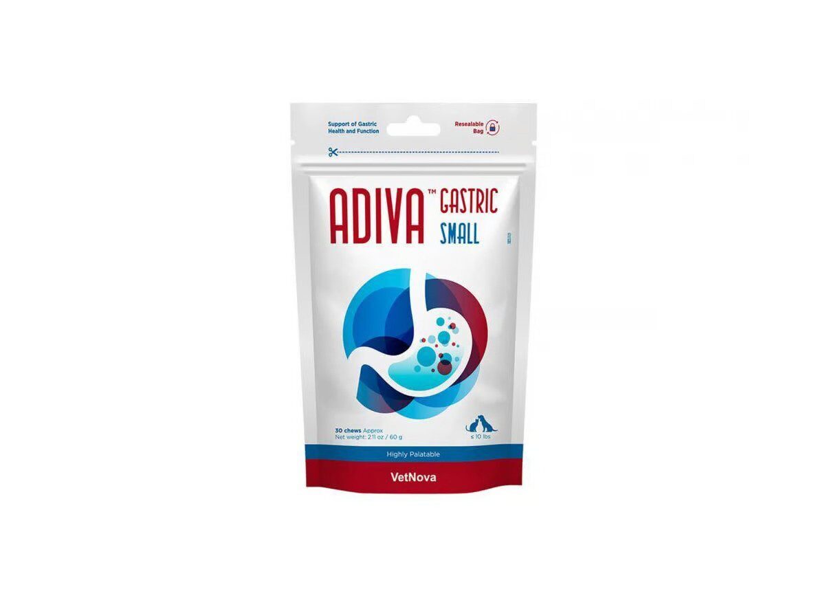 VetNova ADIVA® Masticables Gástricos Pequeños - Alimento Suplementario para la Salud Gástrica Para Perros y Gatos hasta 5 kgs, 30 masticables