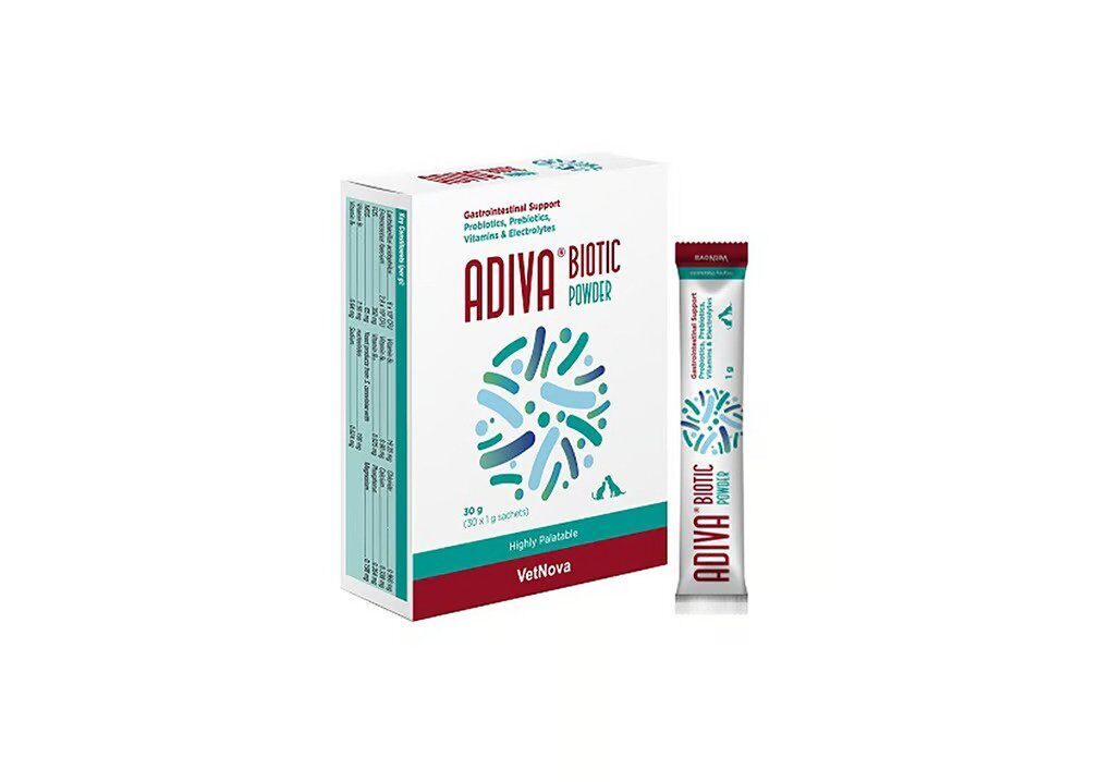 VetNova ADIVA® Biotic pulveris 30x1g - probiotikas un prebiotikas papildbaríba suņiem un kaķiem, 30 iepakojums