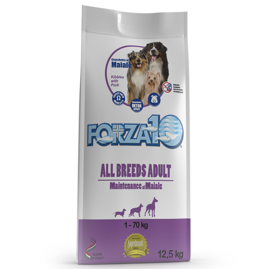 Forza10 All Breeds Adult Maintenance Sausā barība pieaugušiem suņiem ar cūkgaļu, 12,5kg