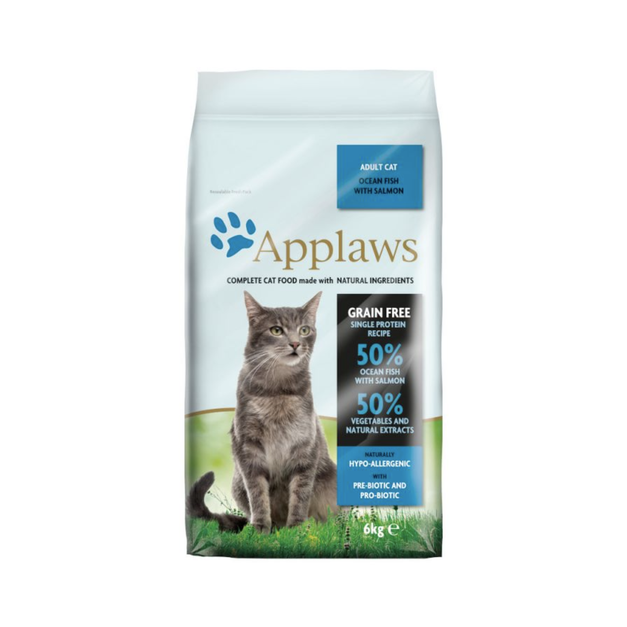 Applaws Adult Dry Cat Food - Ocean Fish with Salmon, Grain Free, Single Protein, Naturally Hypo-Allergenic, Pre-Biotic and Pro-Biotic, 6 kg