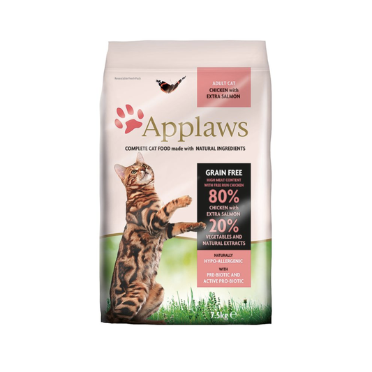 Applaws Adult Dry Cat Food - Chicken with Extra Salmon, High Protein, Grain and Potato Free, 7.5 kg