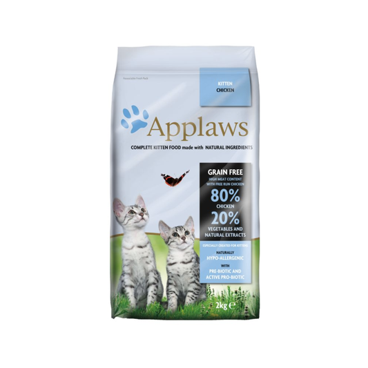 Applaws Kitten Dry Food -  80% Chicken, Hypo-Allergenic, Pre-Biotic and Active Pro-Biotic, Grain and Potato Free, High Protein, 2 kg