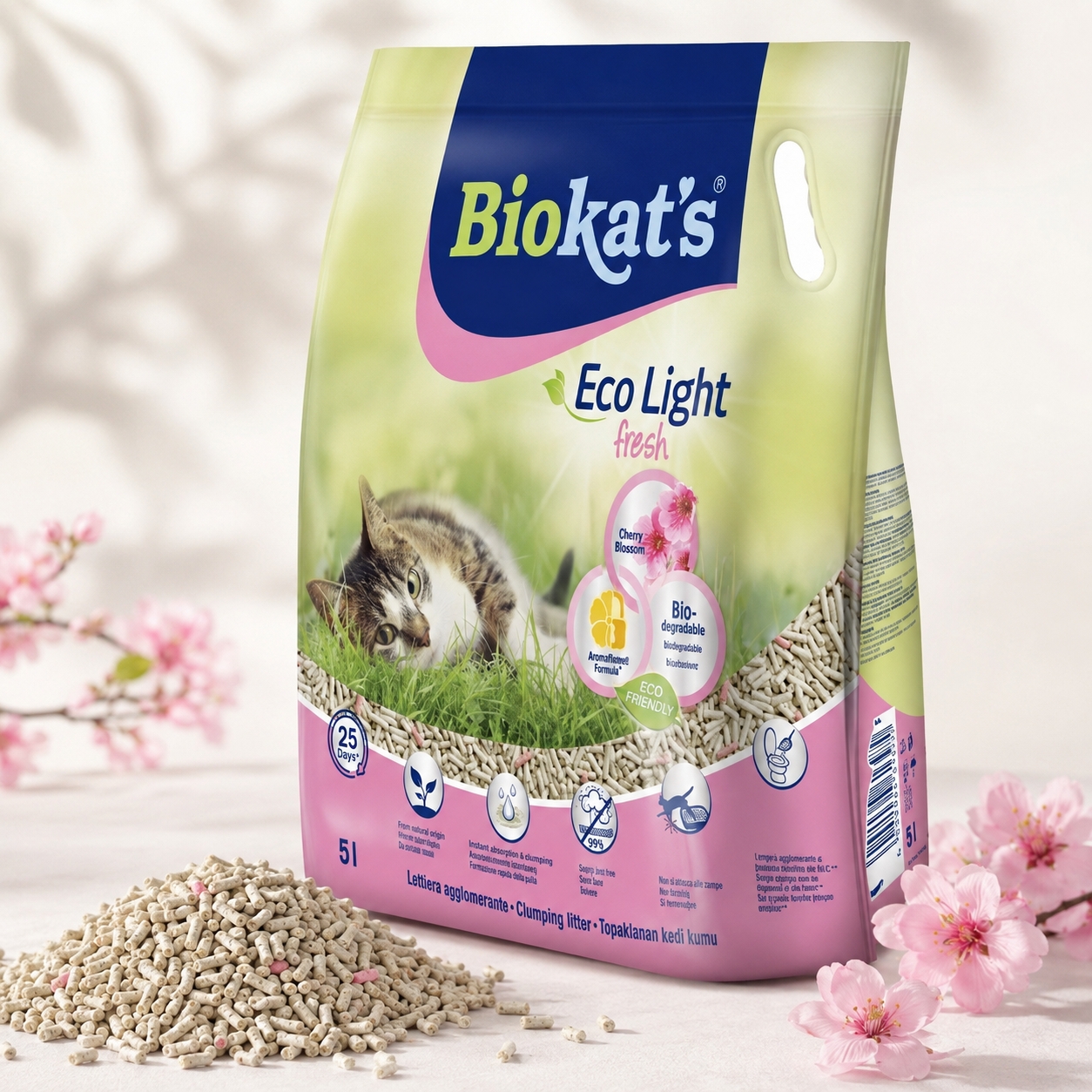Tofu Gimborn Biokats ECO Light Fresh Cherry Blossom Cat Litter, 5l