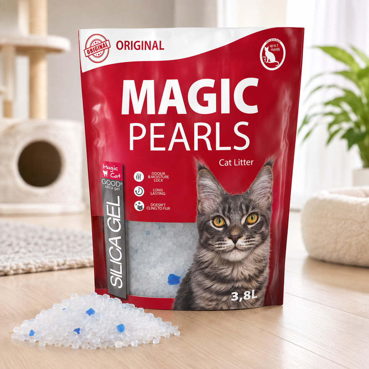 Magic Pearl Original Cat Silica Litter, 3,8l