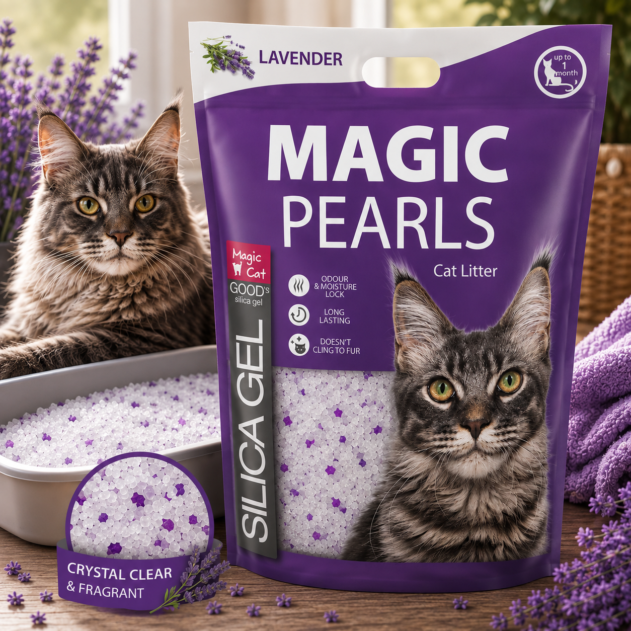 Magic Pearl Lavender Cat Silica Litter, 16 l