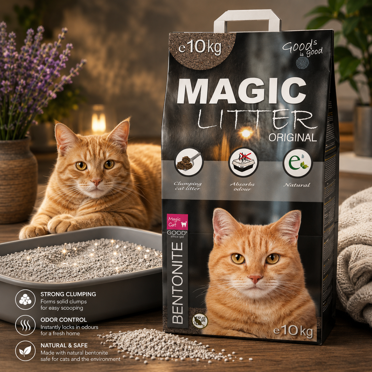 MAGIC LITTER Bentonite Original Cat Litter, 10kg