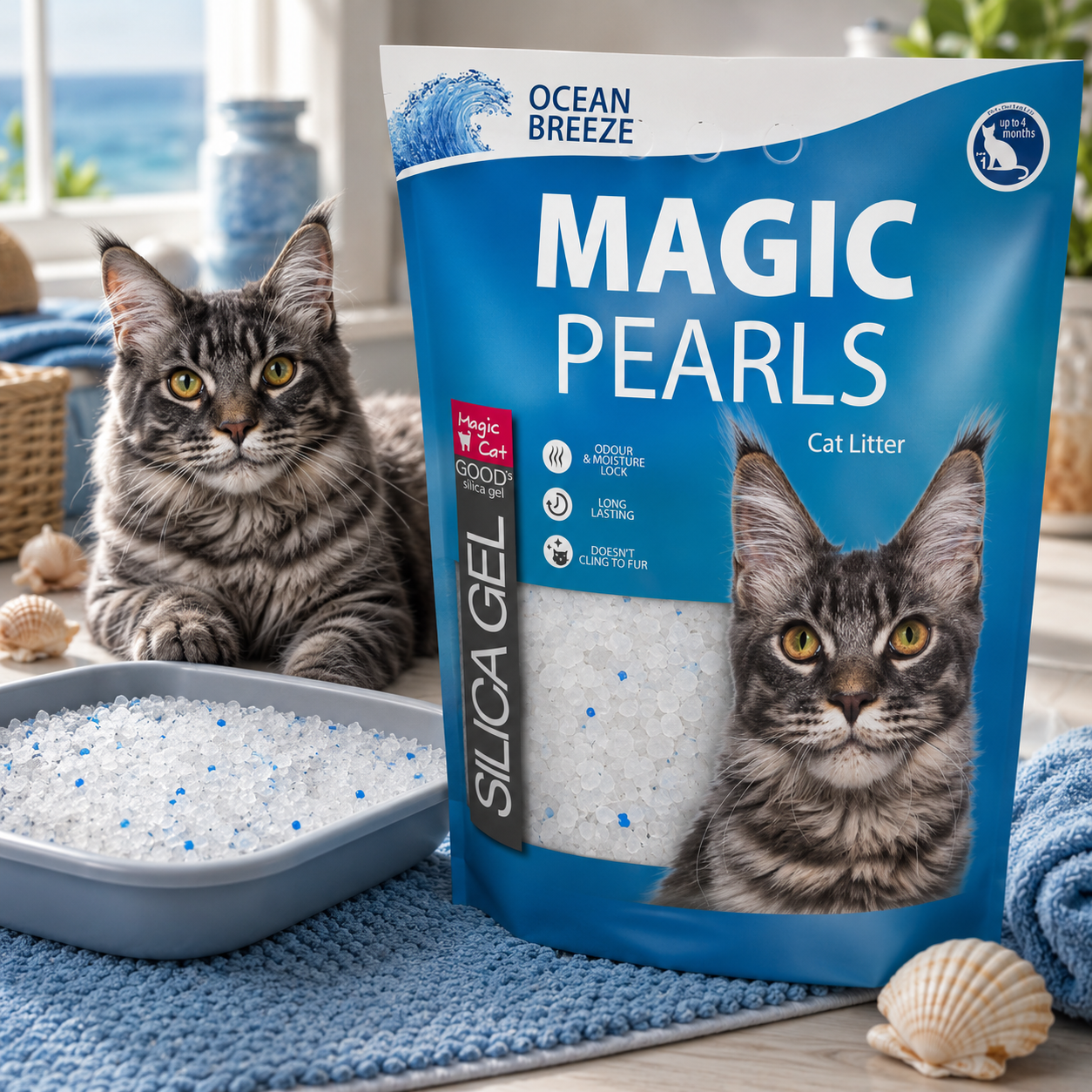 Magic Pearl Ocean Breeze Cat Silica Litter, 16 l