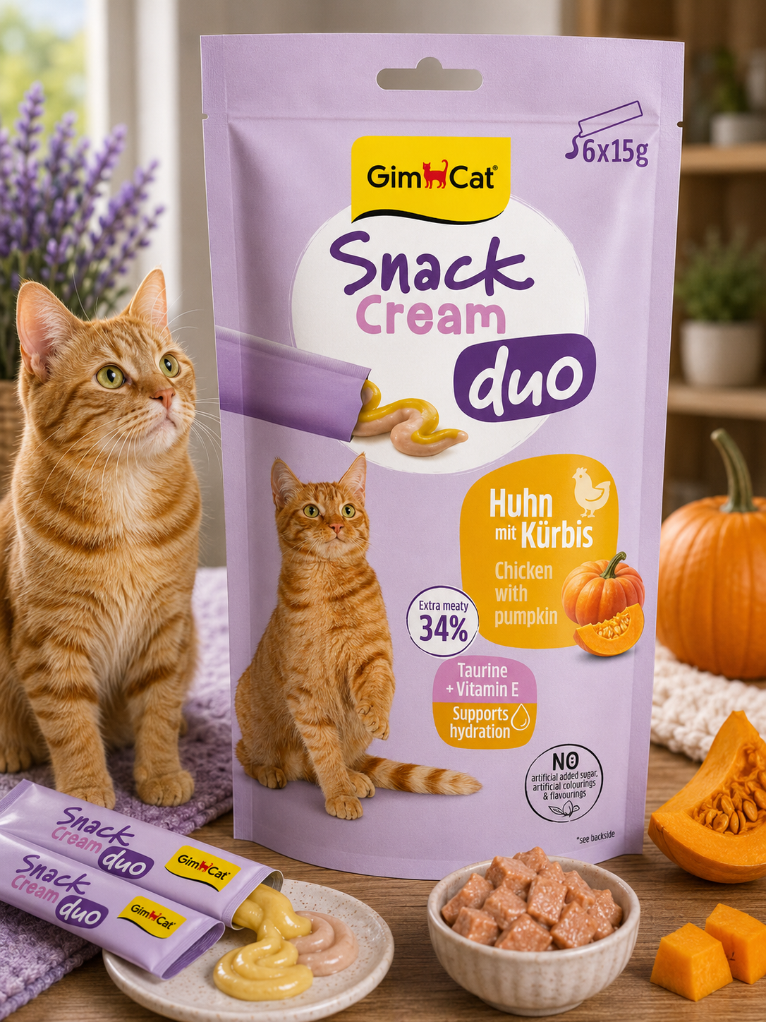 Gimborn Snack Cream Duo with Chicken & Pumpkin, 6x15g