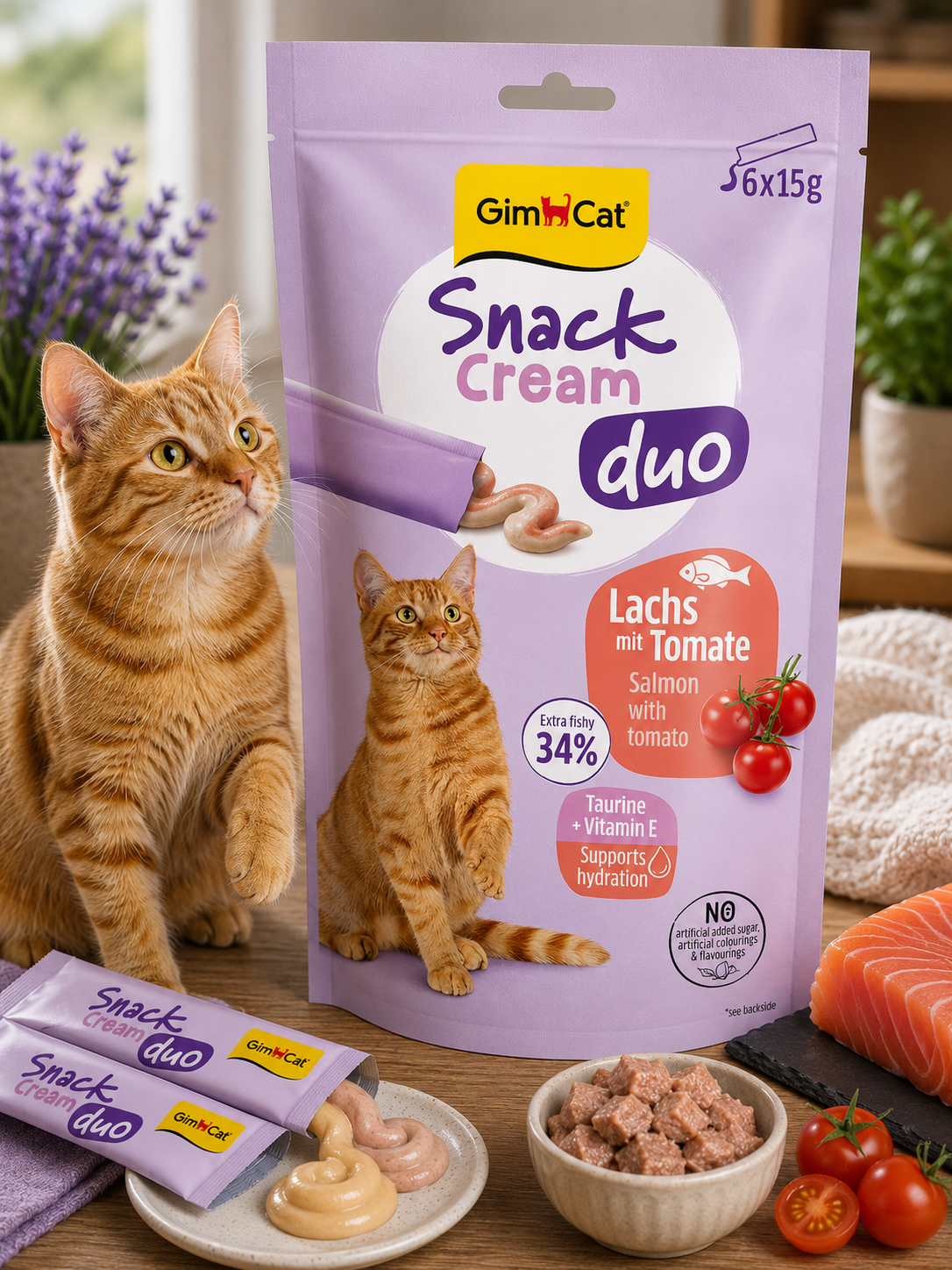 Gimborn Snack Cream Duo with Salmon & Tomato, 6x15g