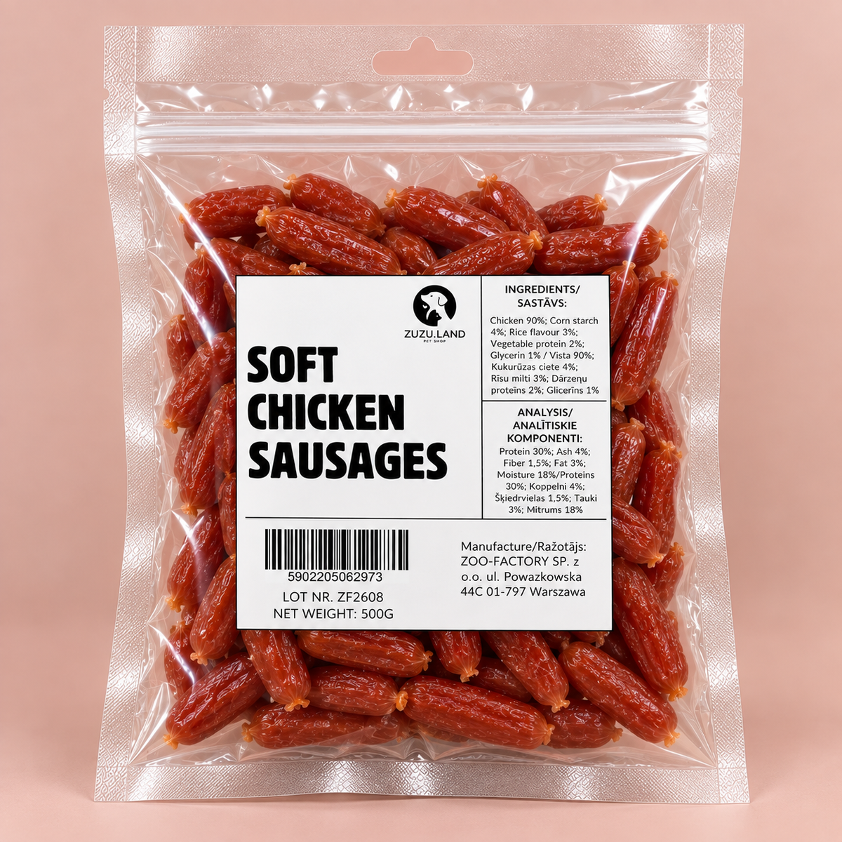 ZuZu.land Soft Chicken Sausages Dog Treats, 500g