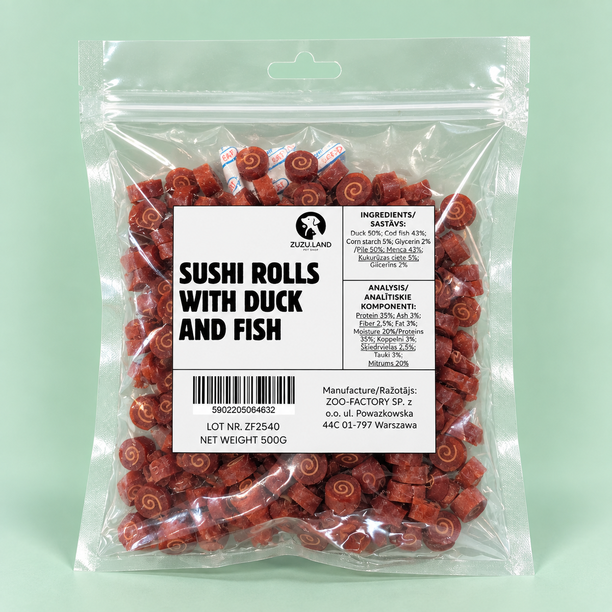 ZuZu.land Sushi Rolls Duck With Fish, Dog Treats, 500g
