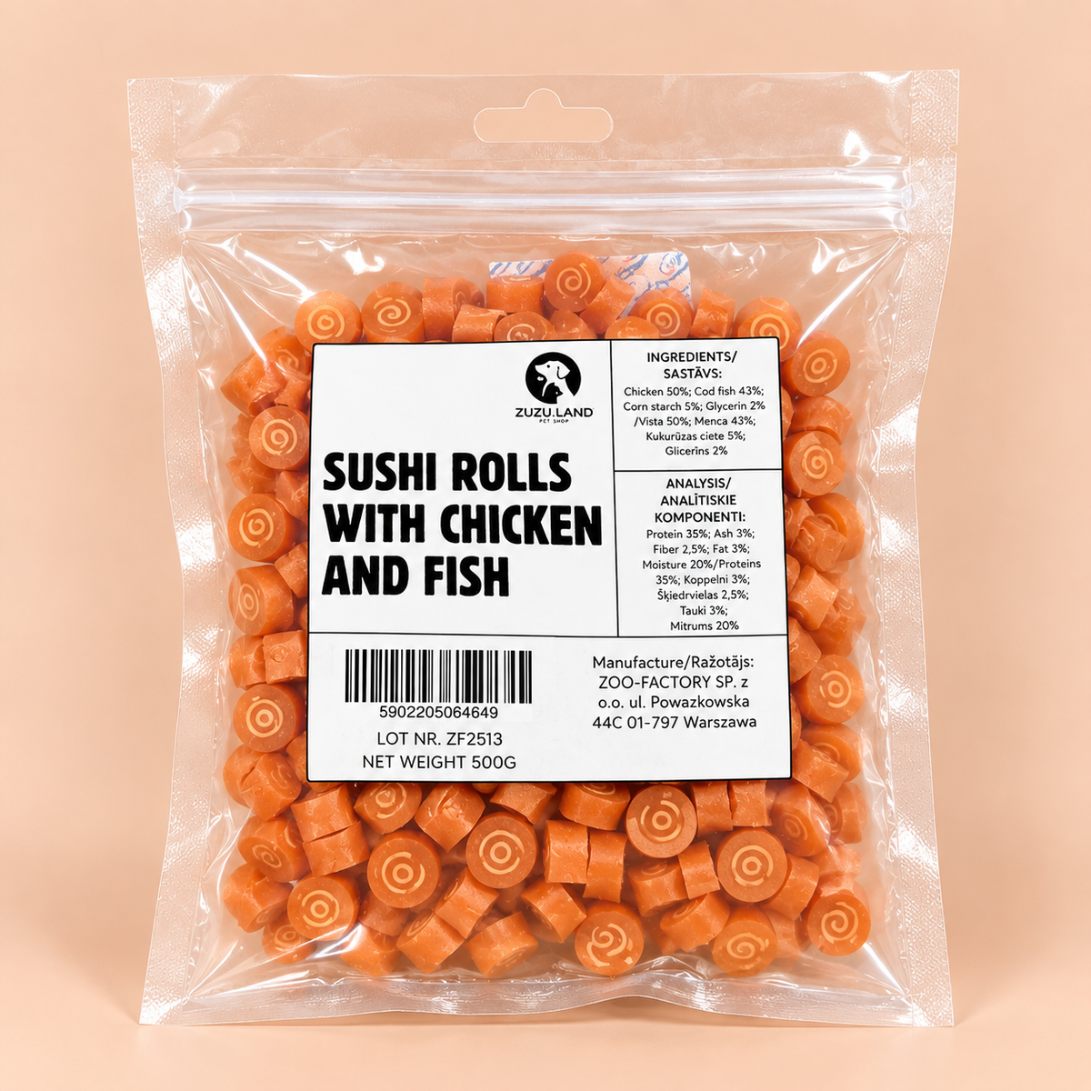 ZuZu.land Sushi Rolls Chicken With Fish, Dog Treats, 500g