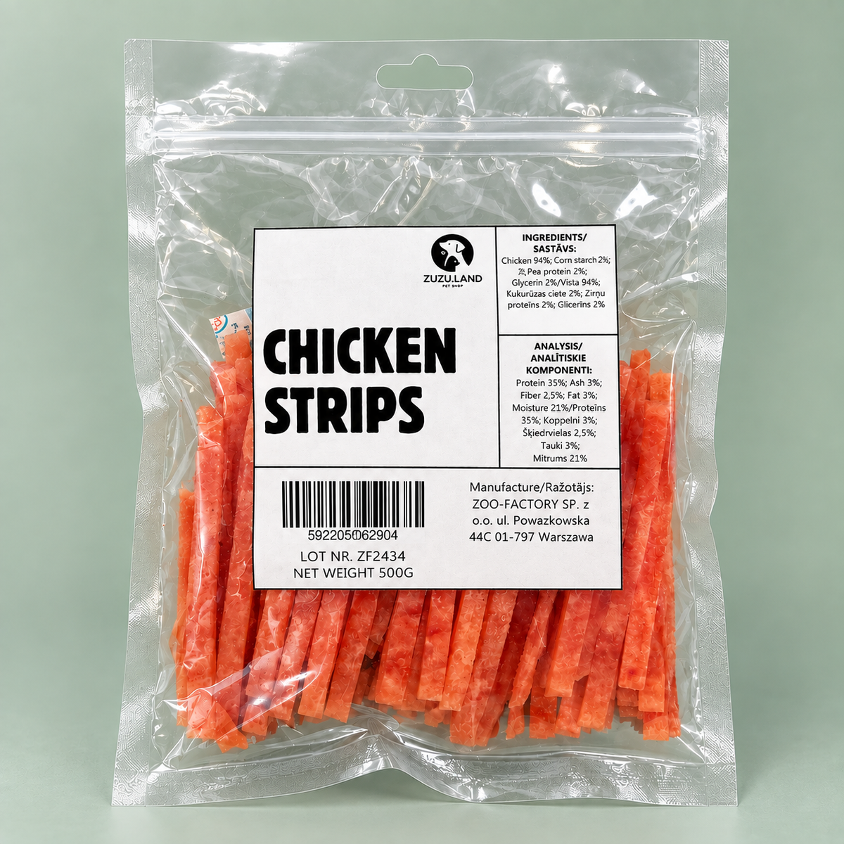 ZuZu.land Chicken Strips, Dog Treats, 500g