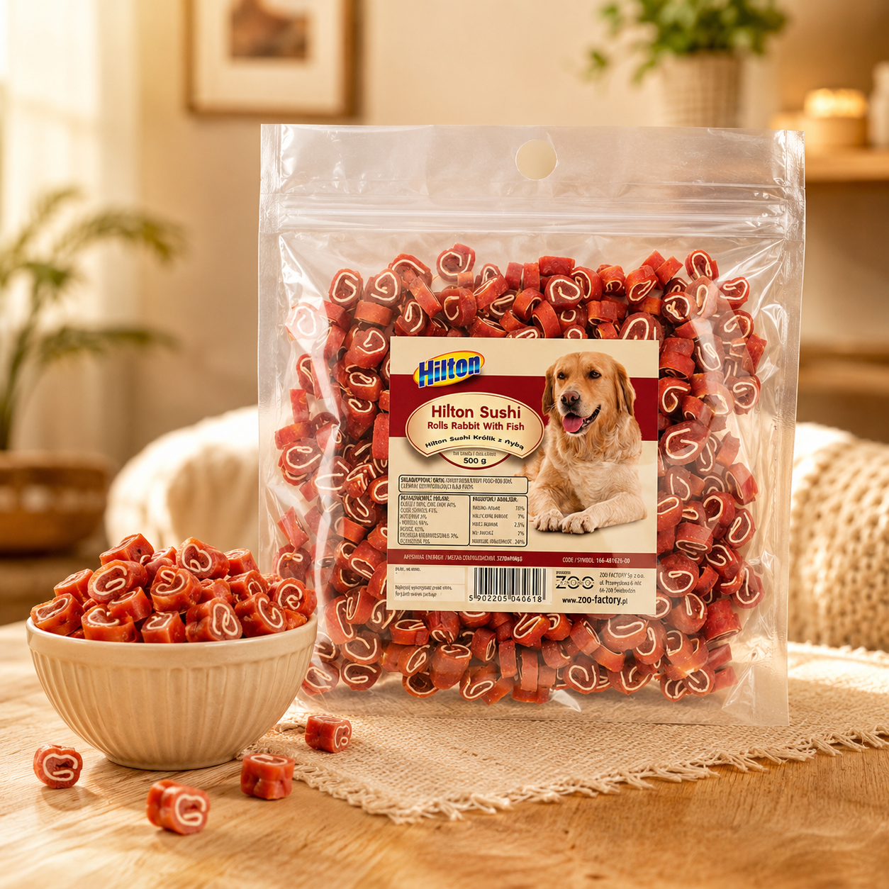 Hilton Sushi Rolls Rabbit With Fish, Dog Treats, 500g