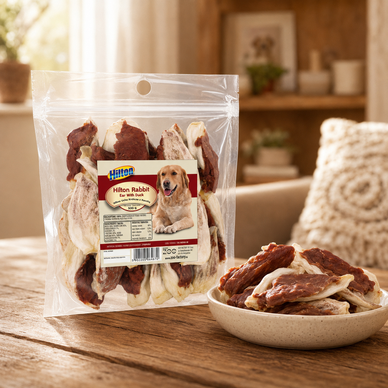 Hilton Rabbit Ear With Duck, Dog Treats, 500g