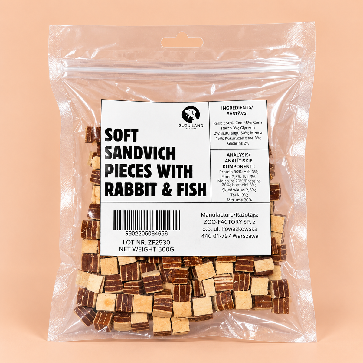 ZuZu.land Soft Sandwich Pieces With Rabbit & Fish, 500g