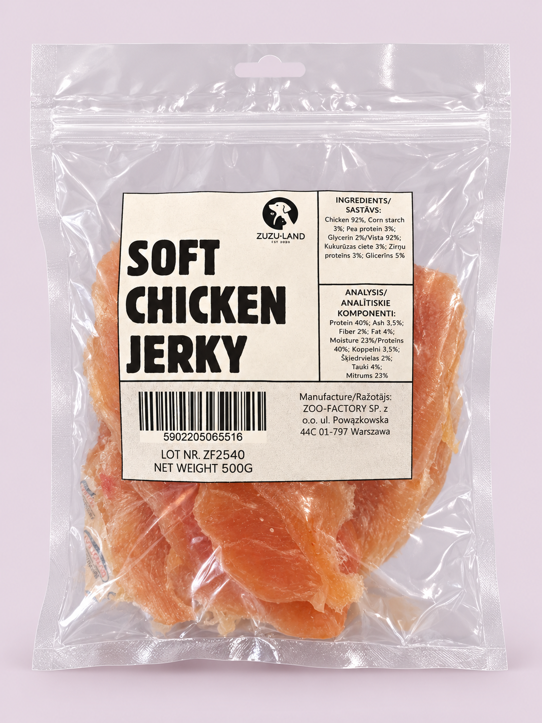 ZuZu.land Soft Chicken Jerky, Dog Treats, 500g
