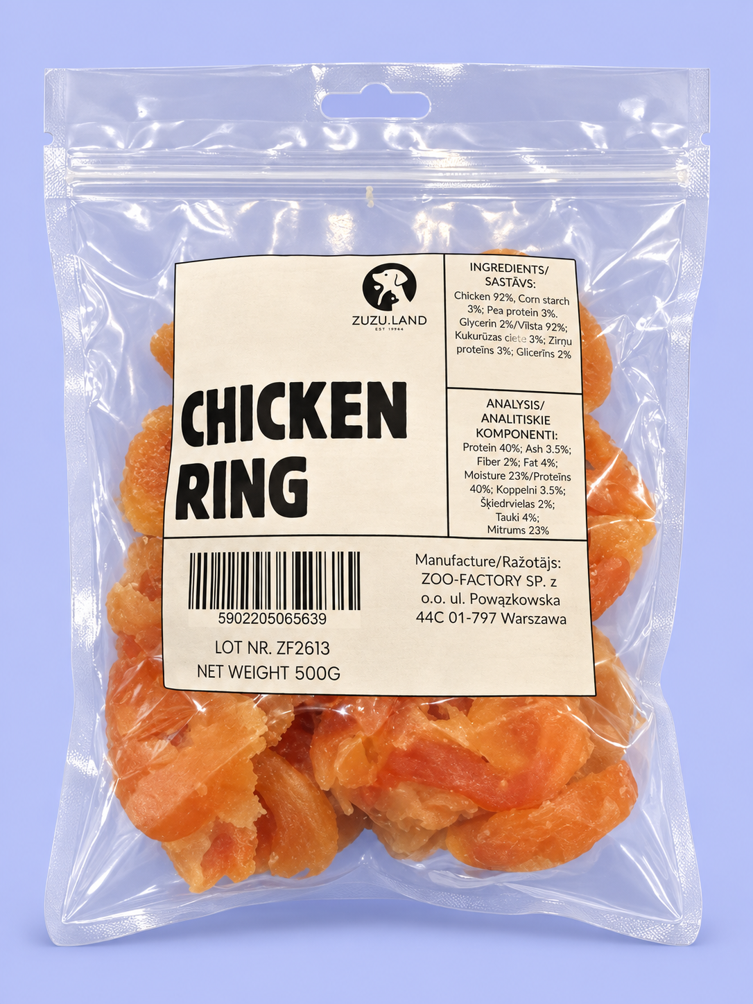 ZuZu.land Chicken Ring Dog Treats, 500g