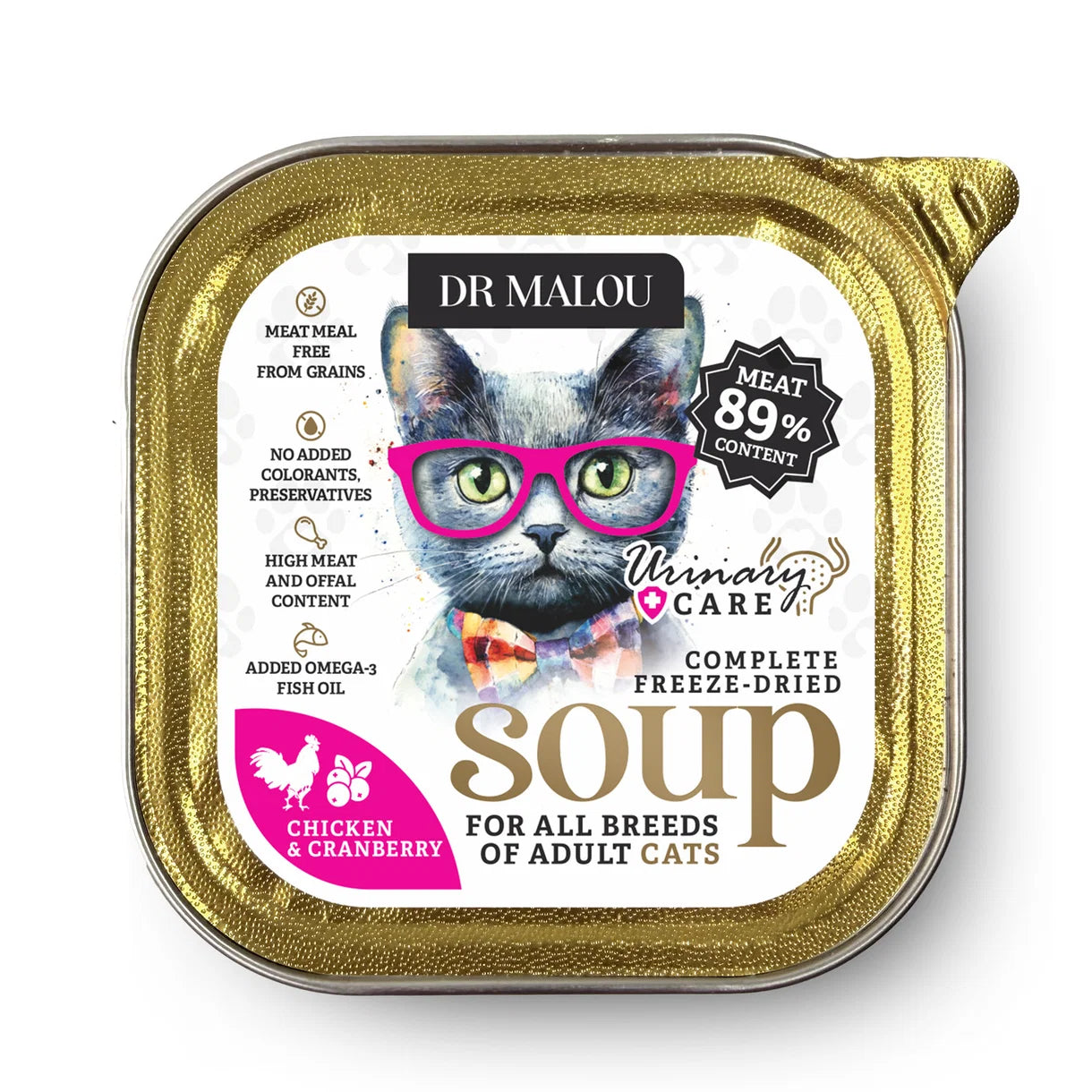 Dr Malou Freeze-Dried Soup for Cats with Chicken & Cranberries Urinary, 12 g