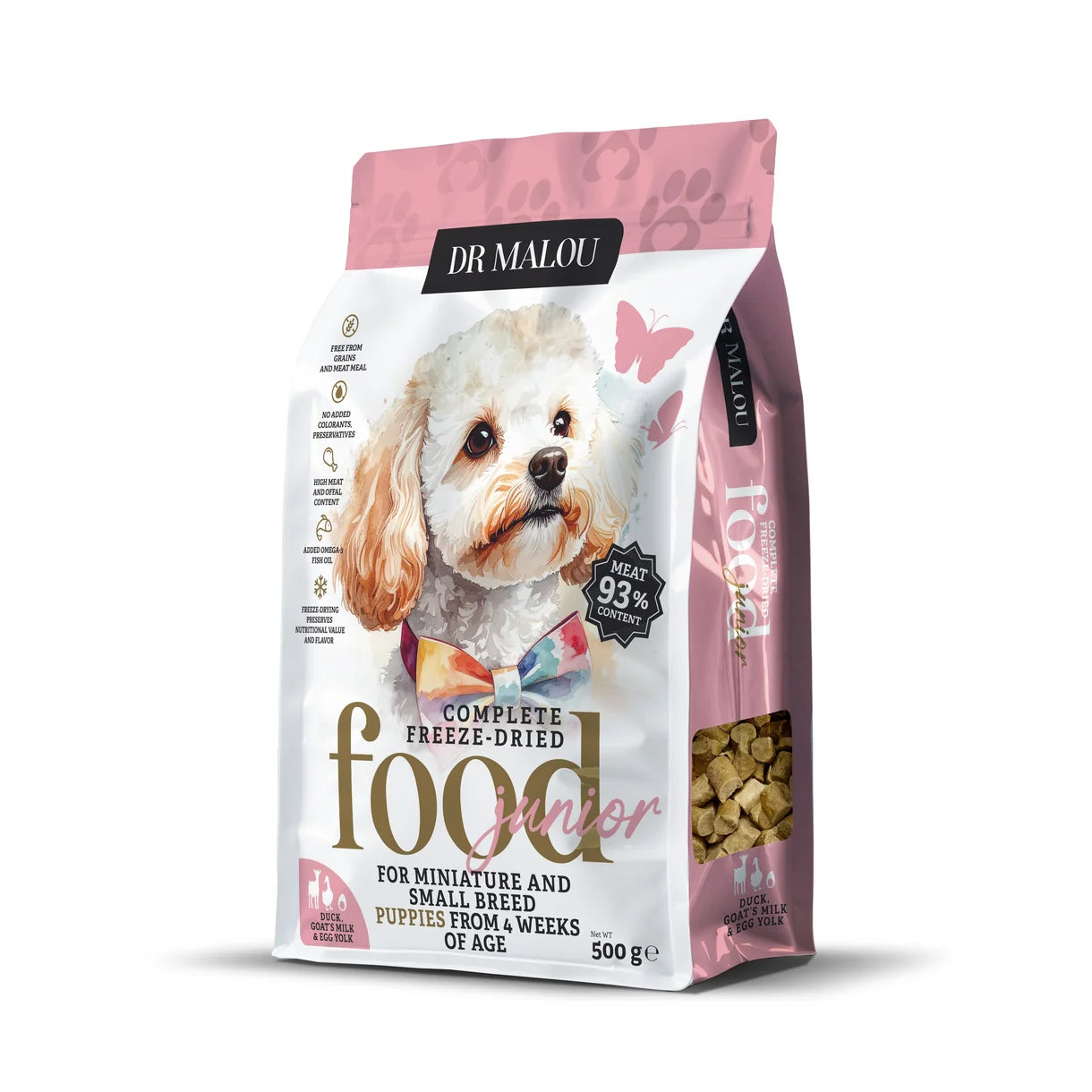 Dr Malou Freeze-Dried Puppy Food with Duck, Goat's Milk & Egg Yolk, 500 g