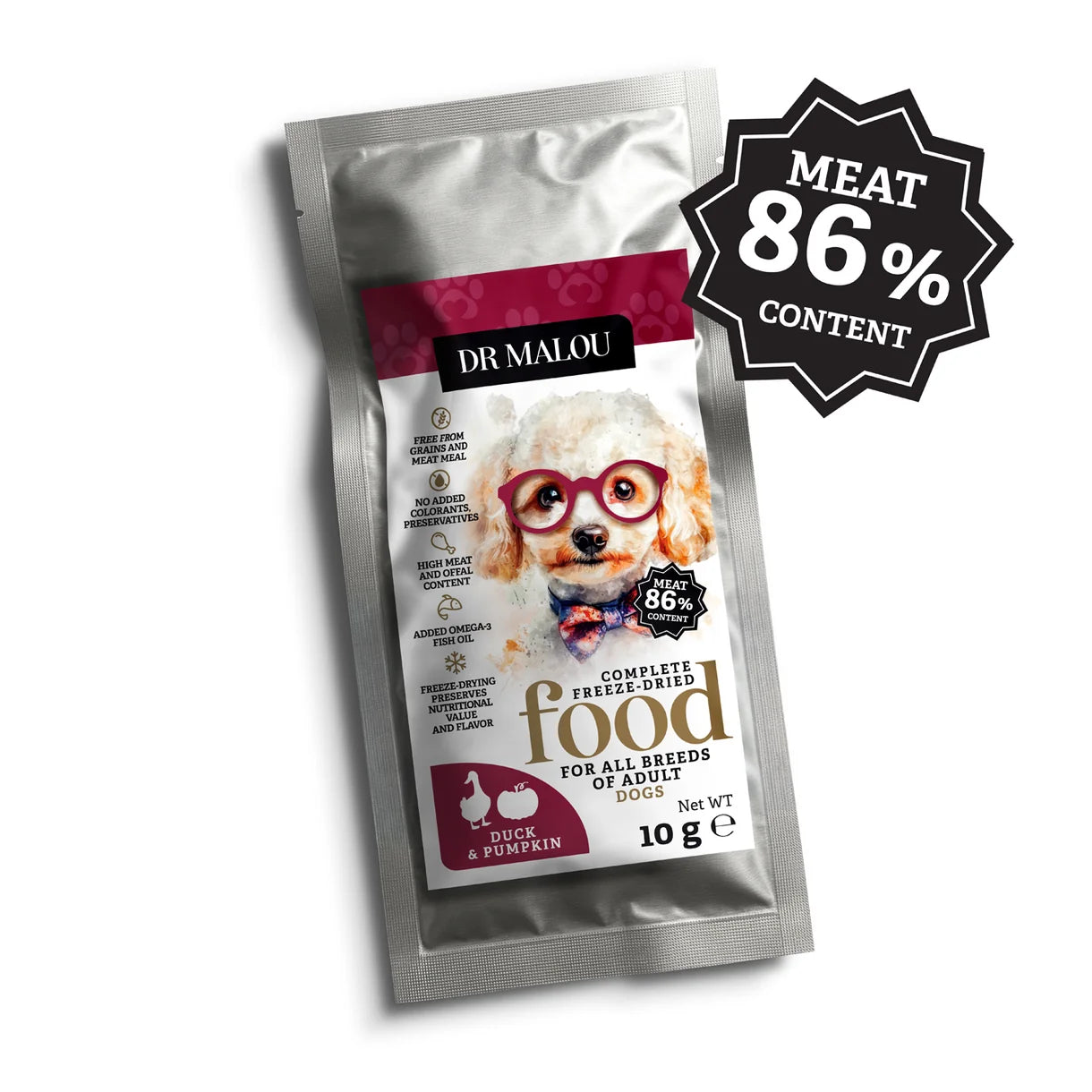 Dr Malou Freeze-Dried Dog Food with Duck & Pumpkin, 500 g