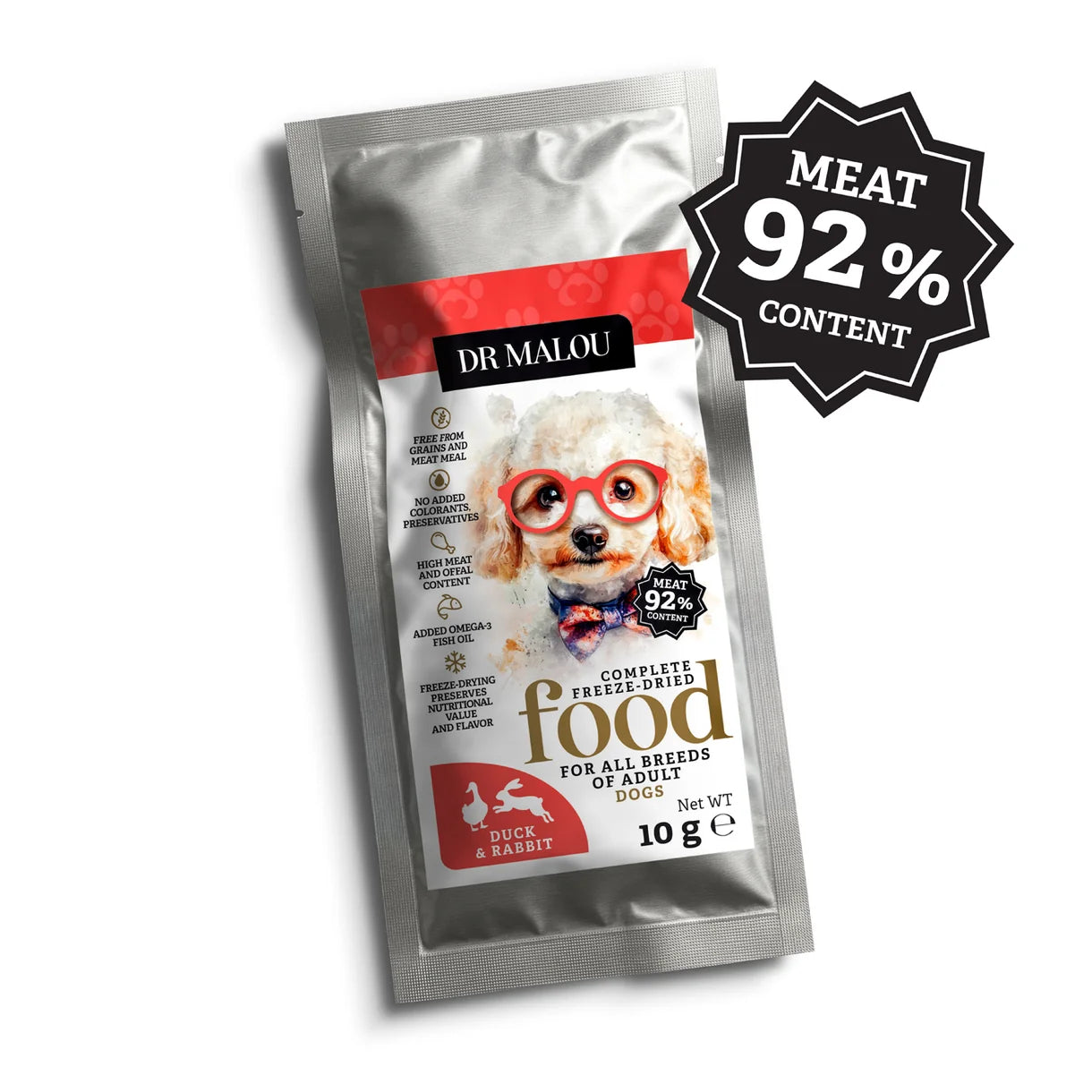 Dr Malou Freeze-Dried Dog Food with Duck & Rabbit, 500 g